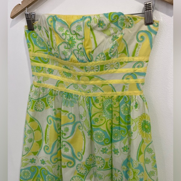 Lilly Pulitzer White Label Silk Katrina Fountain of Youth Strapless Dress 0 - Picture 7 of 15